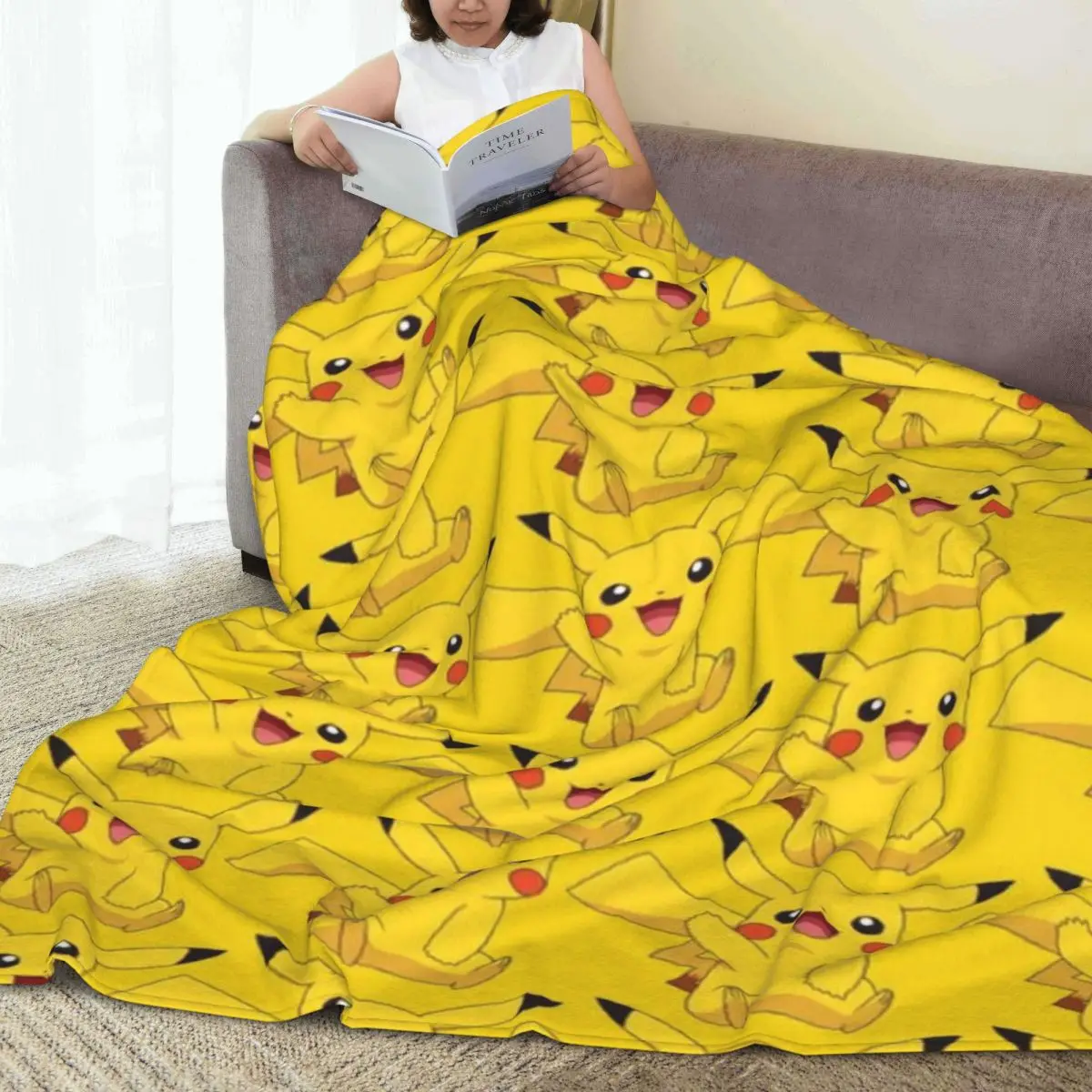 مخصص P-Pikachus الكرتون بطانية دافئة الصوف لينة الفانيلا رمي البطانيات لغرفة النوم أريكة السفر ربيع الخريف