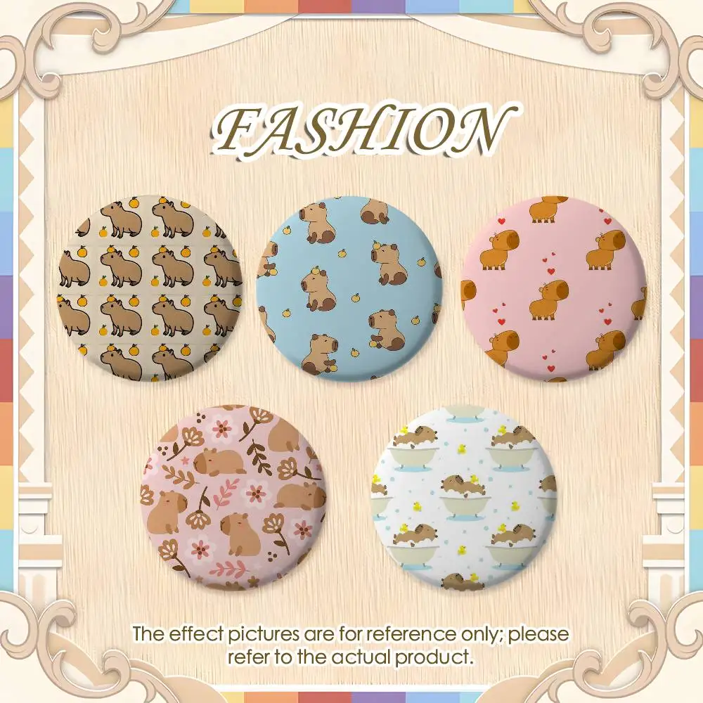 

Cute Capibara Cartoon Badges Round Exquisite Badge Brooches Creative Pins For Clothes Hat Backpack Gift Accessories