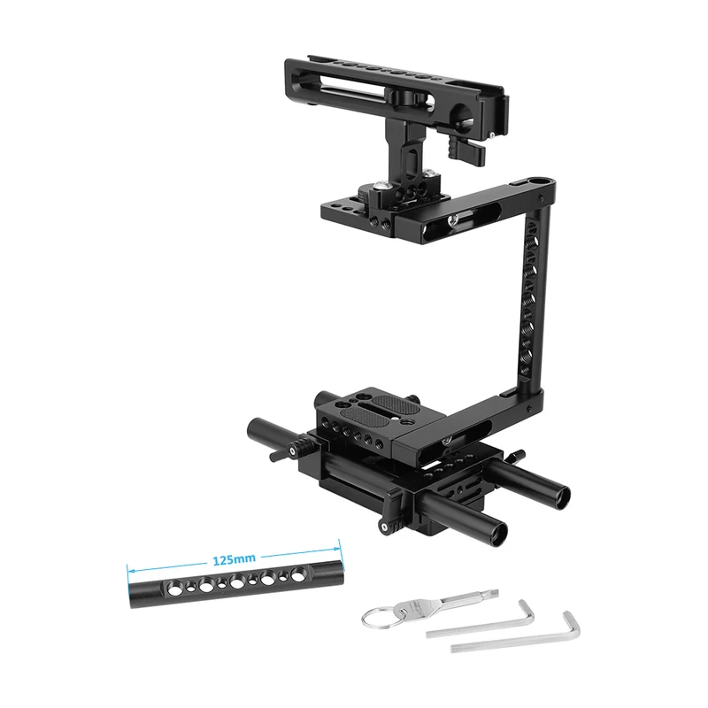 SZRIG Camera Cage Rig With Adjustable Top Cheese Handle Grip and Rail Support System for Canon Nikon Sony Panasonnic