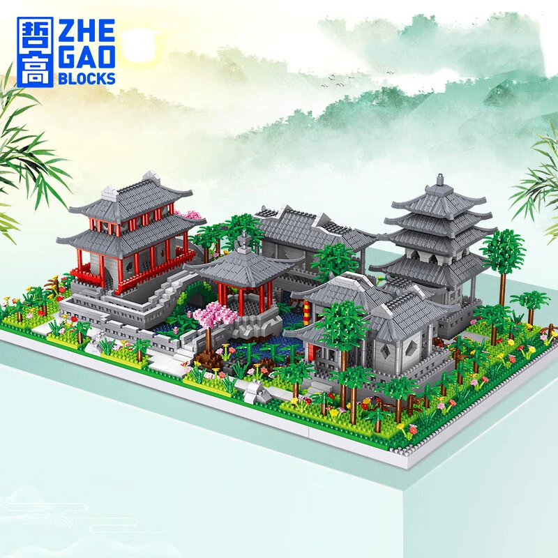 

ZHEGAO Suzhou garden building blocks Chinese style architectural model large assembled children's toys kawaii birthday gift