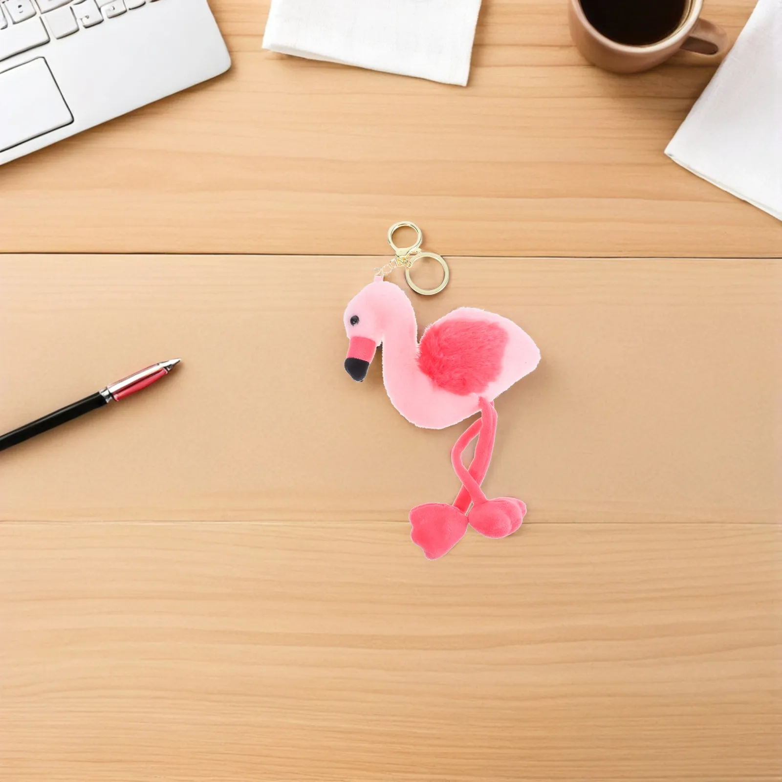 

Flamingo Keychain Soft Animal Key Ring For Backpacks Tote Bags Car Decor Party Favor Gift Hawaii Theme Supplies Bag Charm