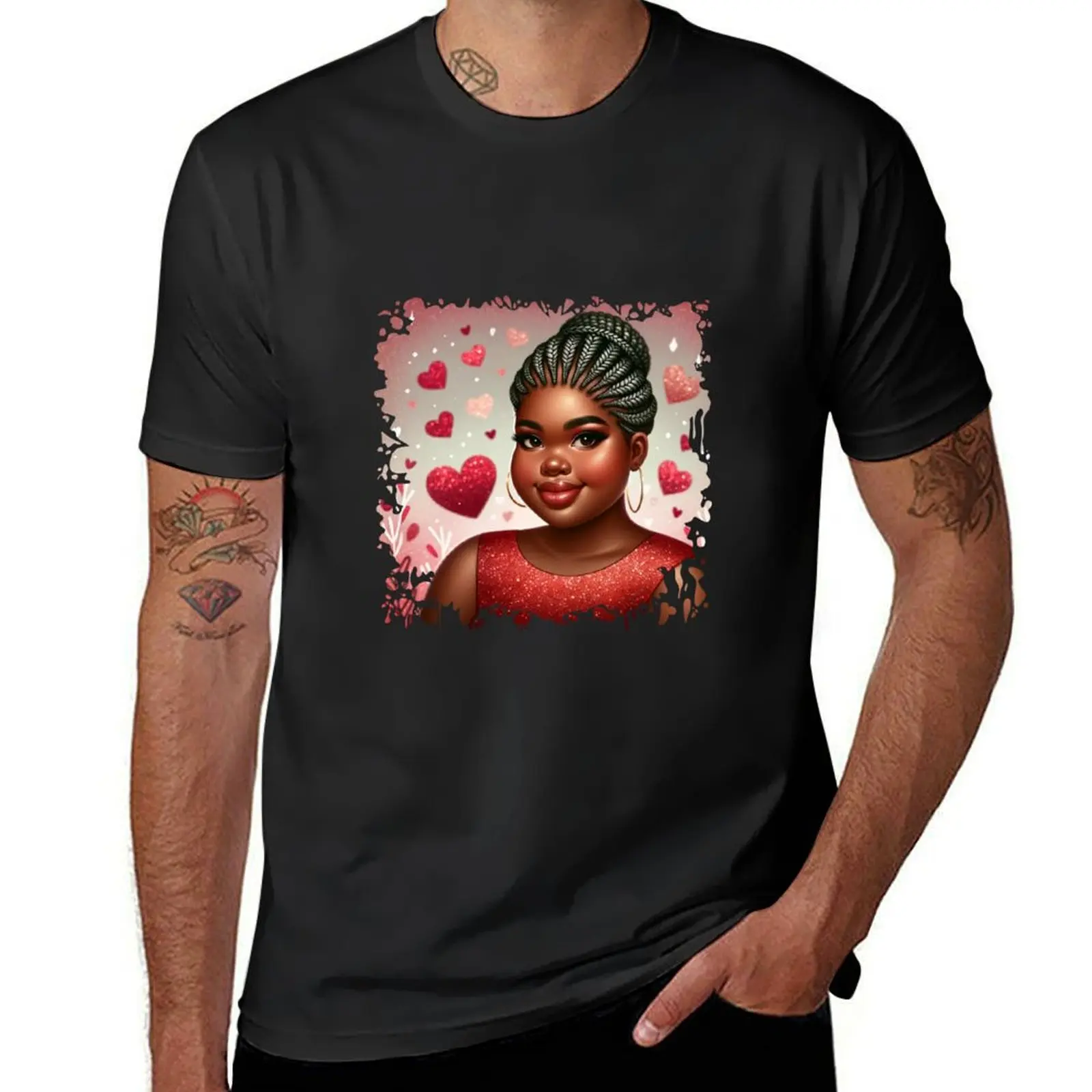 African American Beauty: Valentine's Elegance T-Shirt graphics Blouse shirts graphic tees t shirt men