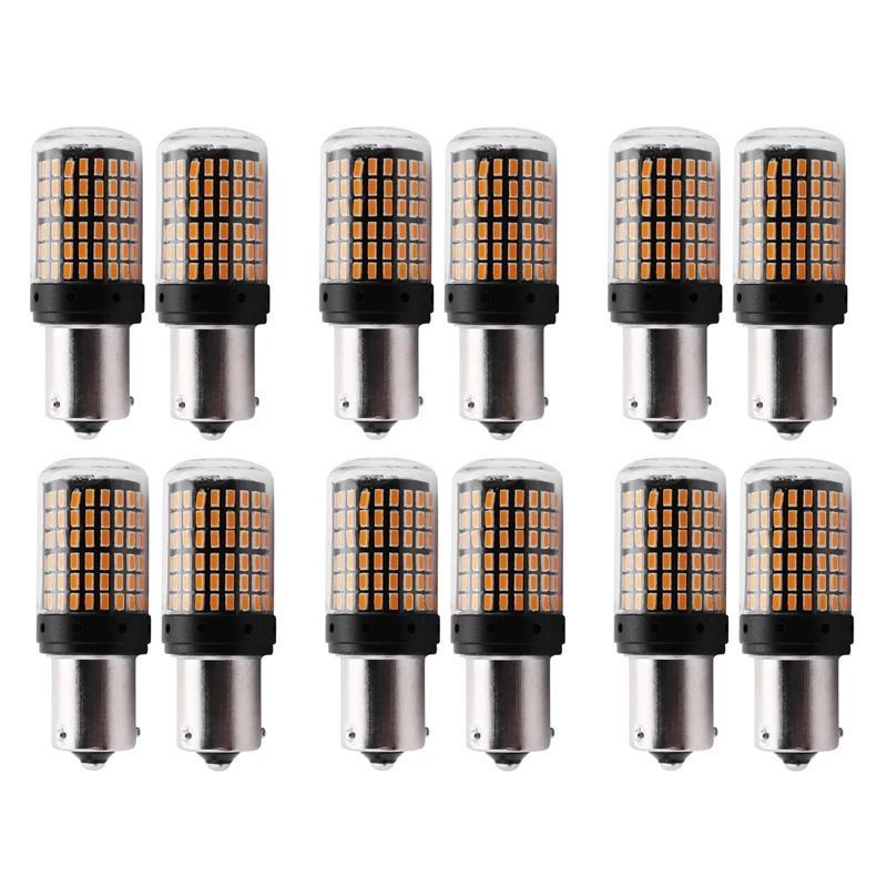 12Pcs Super Bright No Hyper Flash 1156 Canbus Car LED Light BAU15S PY21W 144Smd 3014 Chips Car LED Turn Signal Tail Light