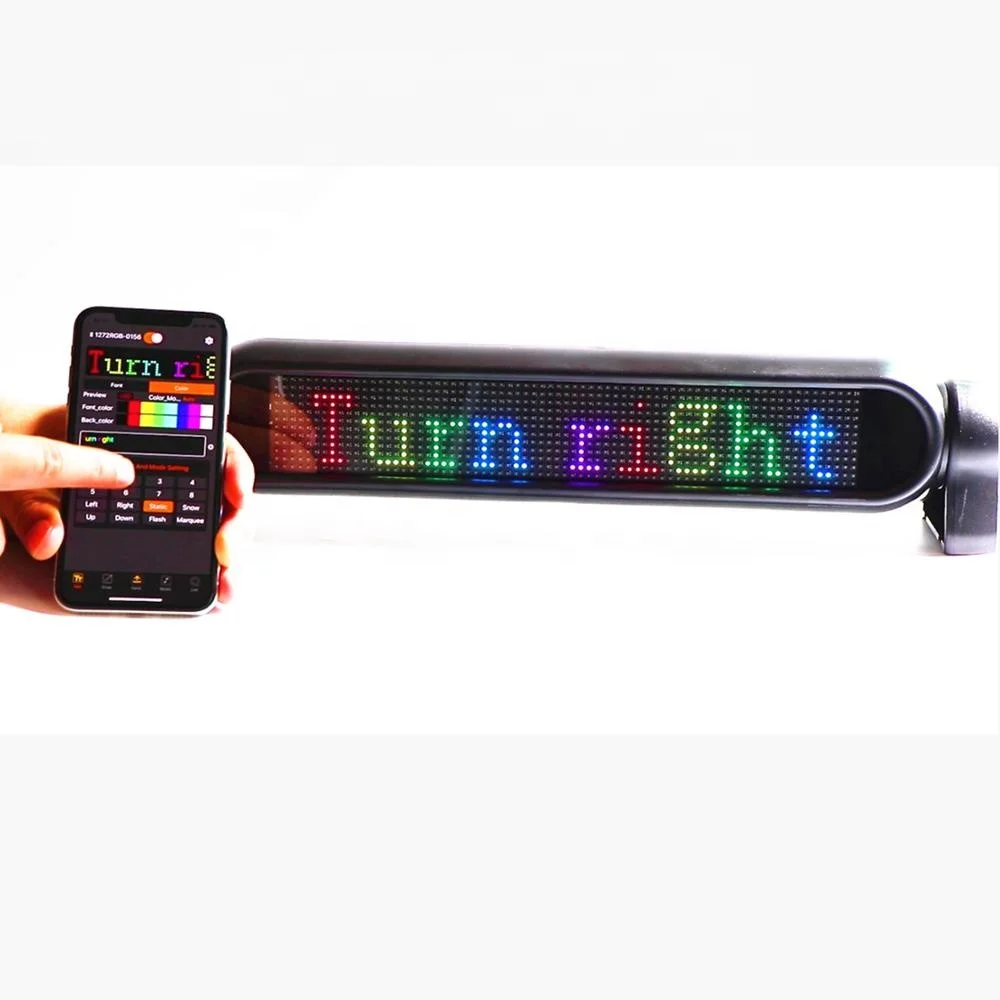 12v 12 * 72 LED Car Sign RGB Matrix Bluetooth Programmable Multilingual Taxi Store Advertising Display Board