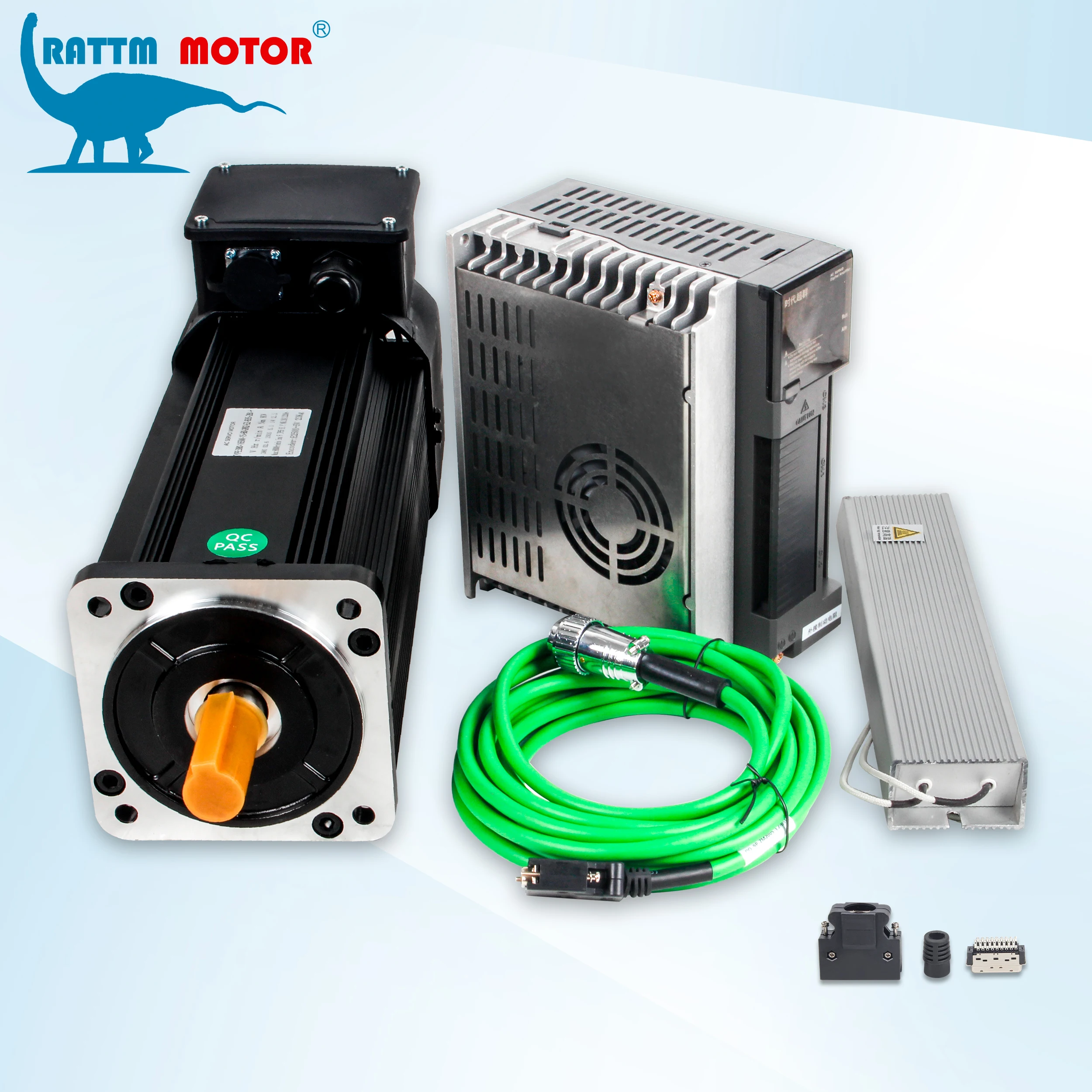2.2kW High-Torque CNC Lathe Asynchronous Spindle Servo Motor, 6000/8000rpm, AC 380V, with driver and 5m cable