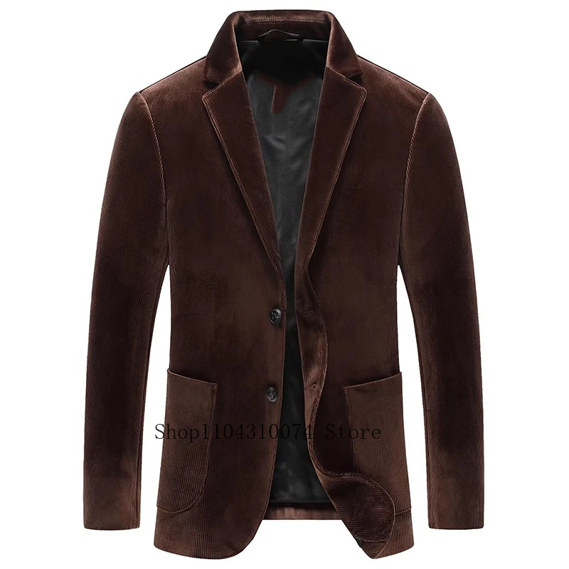 Men's Suits Casual Coat Corduroy Blazer Customized on Demand Single Breasted Pointed Collar Graduation Casual Suit Evening Party