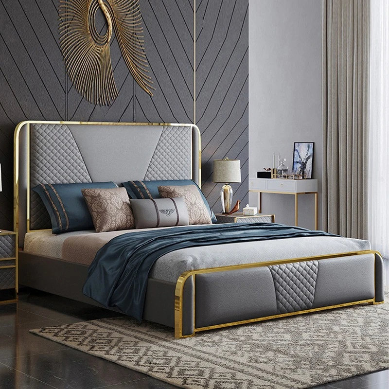 

American, postmodern, light luxury, leather bed, double, genuine leather, simple, storage