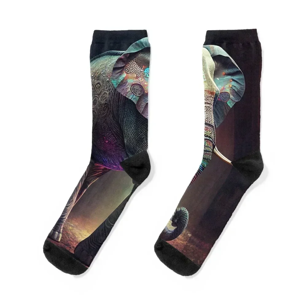 Colourful Elephant Walking - Contemporary Digital Art Socks Hiking boots Rugby Wholesale Socks Girl Men's