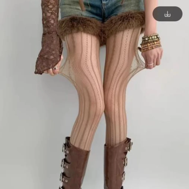 Womens Sexy Lace Fishnet Stockings Lolita Hollow Out Solid Pantyhose JK Japanese Style High Waist Vintage Rhombus Striped Tights