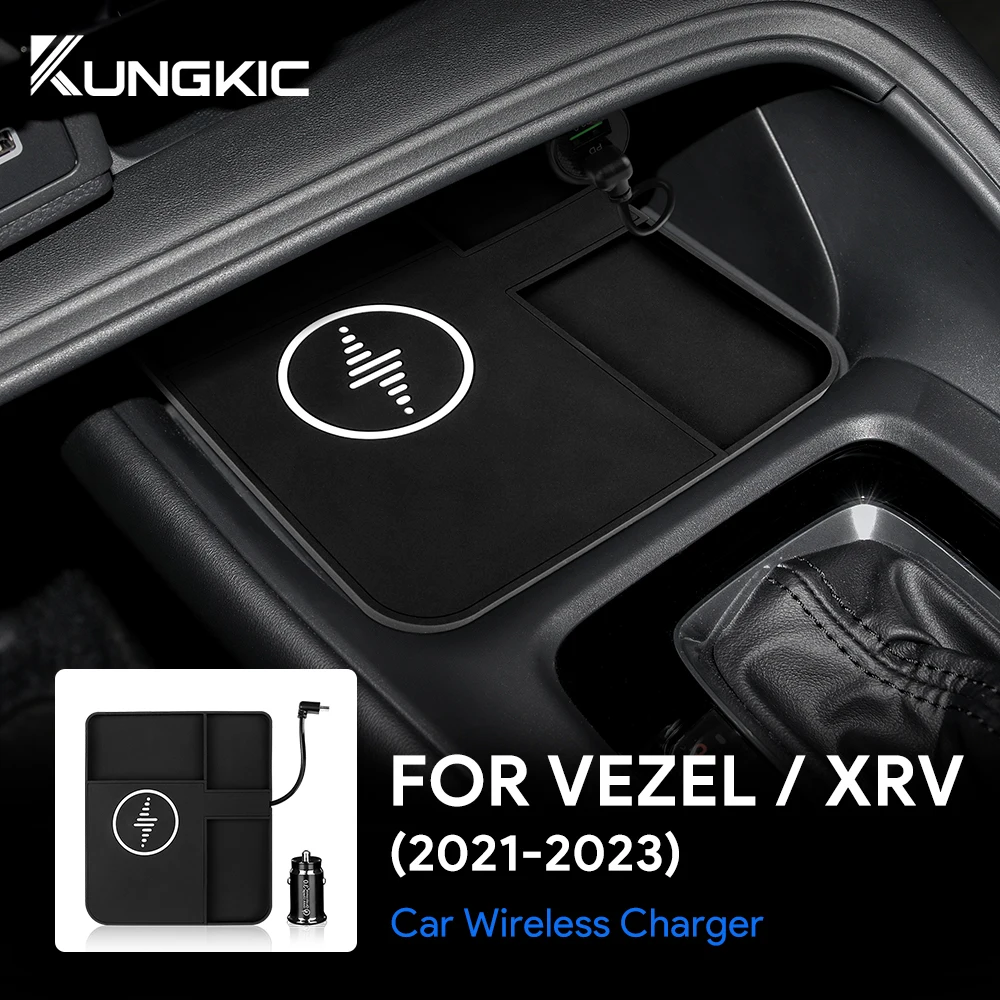 15W Car Wireless Holder Charger Board for Honda VEZEL/XRV 2021 2022 2023 Mobile Phone Fast Charging Original Car Moulding
