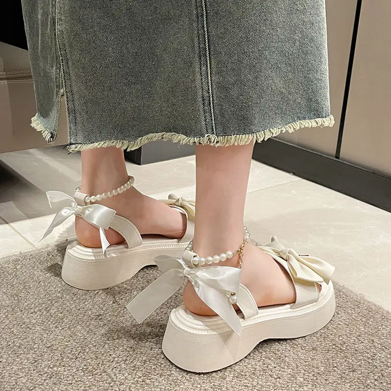 Med Clear Heels 2024 Summer Comfort Shoes for Women Roman Sandals Suit Female Beige Espadrilles Platform Medium Clogs Spring Gla