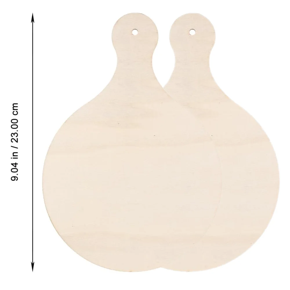 2/6/12-Piece Round Wooden Boards with Handles, 9.06 x 6.3 Inch DIY Wooden Boards, Suitable for Crafts, DIY Holiday Decorations