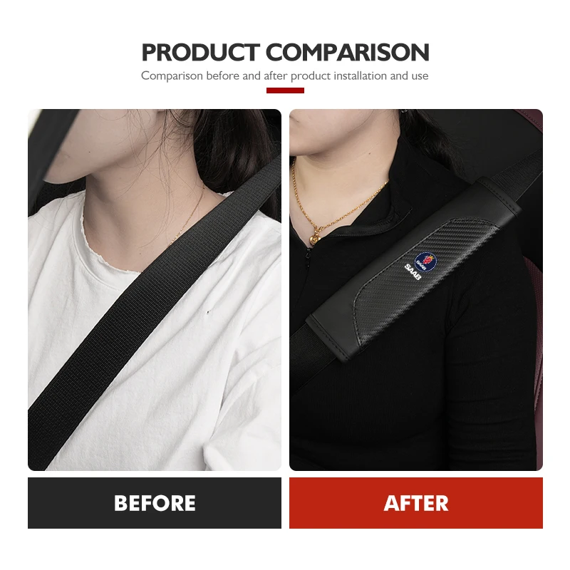 Car Seat Belt Cover Shoulder Pad Leather Shoulder Strap Pad For SAAB 9-3 9-5 93 9000 900 9-7 600 99 9-X 97X Turbo X
