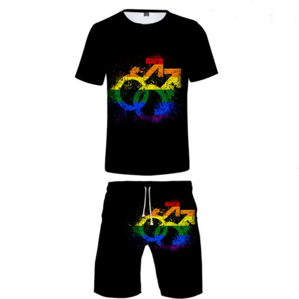 

LGBT Fashion 3D Print Two Pieces Suit Men Women Outfit Rainbow Flag Lesbians Gays Harajuku T-shirts shorts Sets