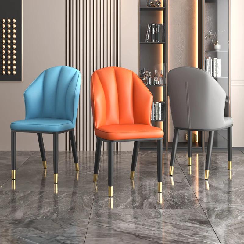 

Chair Dining Chair Household Chairs Light Luxury Chairs Nordic Hotel Chairs Dining Room Furniture Restaurant Chair PU Leather