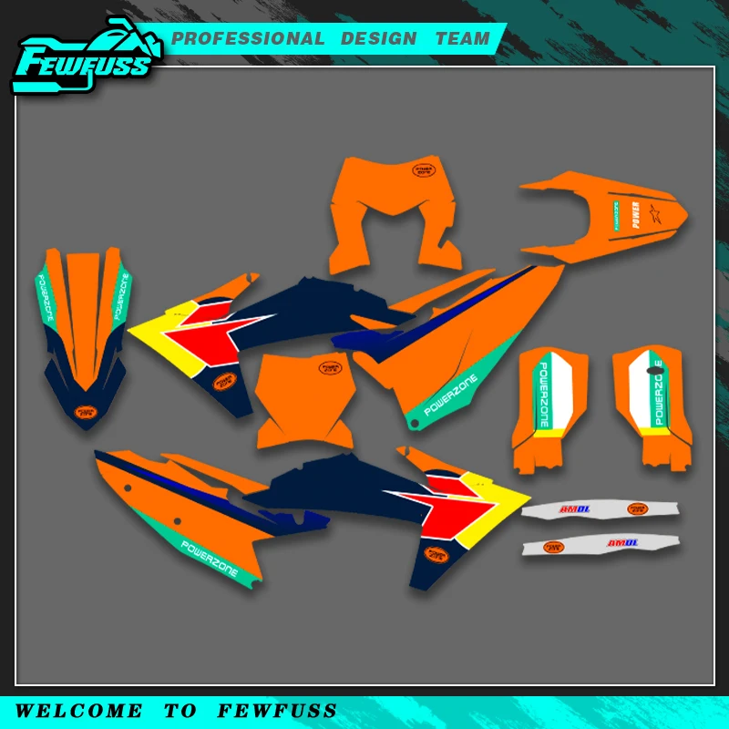 

Fewfuss For KTM 125 250 300 350 450 500 SX SXF 23-25 EXC EXCF XCW XCF 2024-2026 Graphics Decals Stickers Kit Number Name Custom