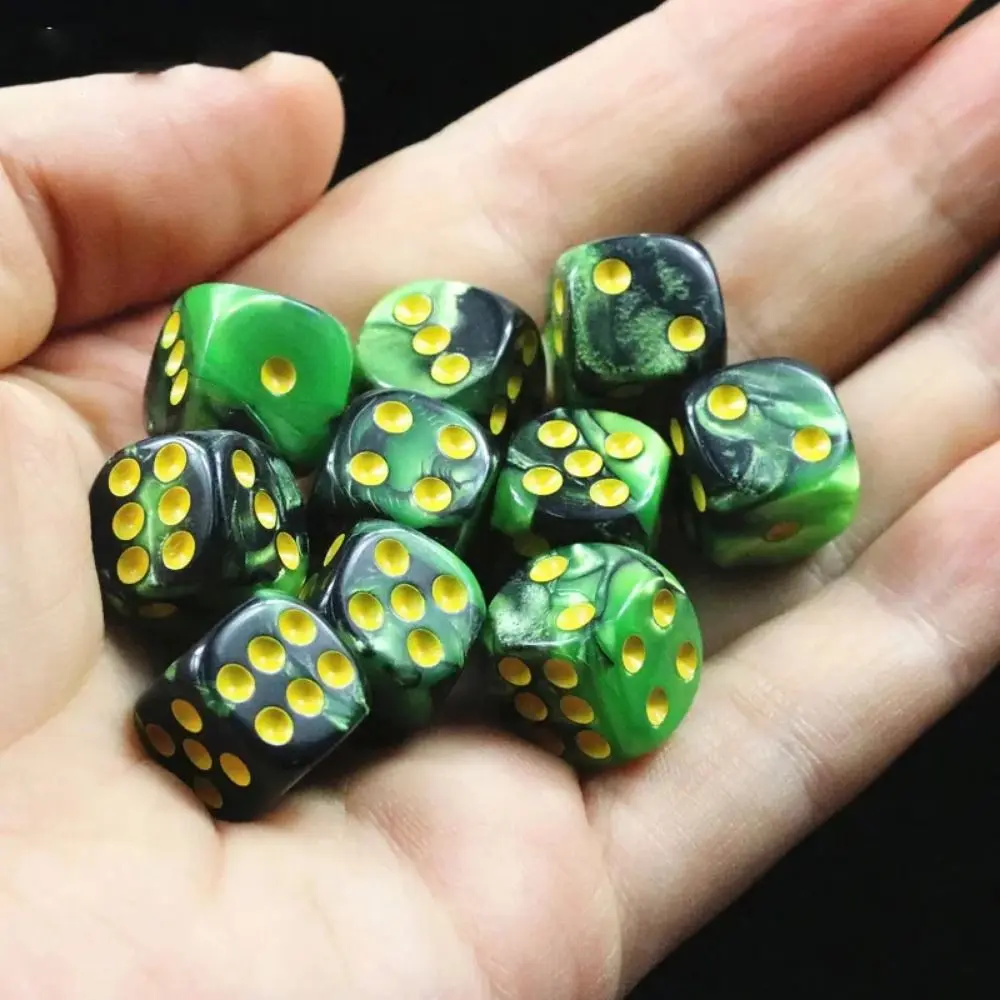 Jeu de dés polyédriques à 6 faces en acrylique, couleurs translucides, jeu de table de fête, DND, D6, 12mm, 16mm, 10 pièces par ensemble