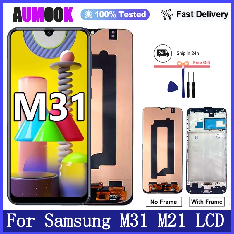 Pantalla LCD Super AMOLED para Samsung Galaxy M31 M21, Digitalizador de pantalla táctil para Samsung M31 M315F M215F, repuesto de pantalla LCD