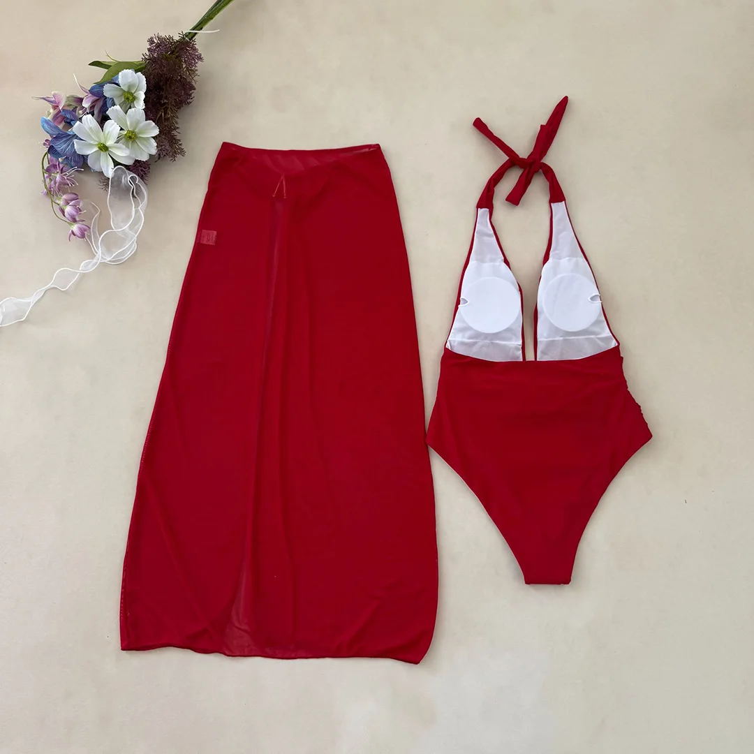 Sexy mit Rock, tiefem V-Ausschnitt, Metallstern, Damen-Badeanzug, einteiliger Badeanzug, rückenfreier Monokini, Badebekleidung, Badeanzug, Modell V6816. – Detail 14