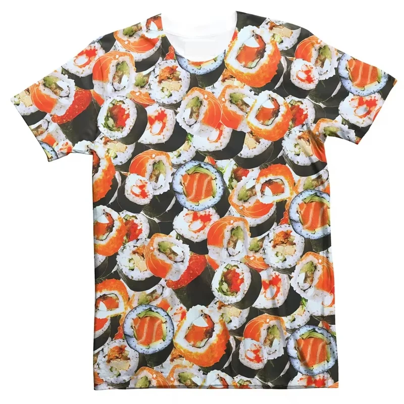 3D Print Funny Fried Chicken T-Shirts Pizza Food Graphic Men's Short Sleeve T Shirt Oversized Harajuku Y2k Top Tees Man Clothing view 6