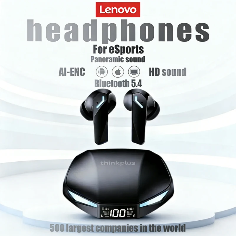 Écouteurs de jeu Lenovo GM2 Pro Bluetooth 5.3, casque sport double mode, appels HD, réduction du bruit, écouteurs avec micro, écouteurs musicaux