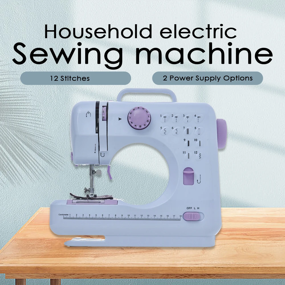 

Портативная электрическая швейная машинка Inne Mini для начинающих, 12 строчек, с ножной педалью, ночником, регулировкой скорости, для домашнего шитья и ремонта