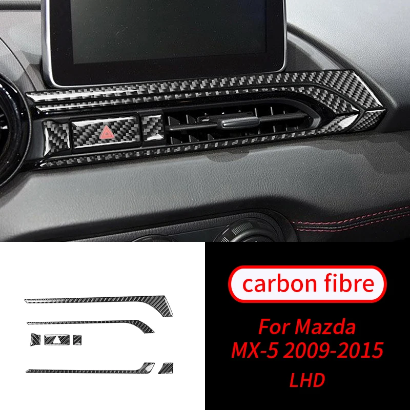 

For Mazda MX-5 Miata 09-15 7PCS Real Carbon Fiber Central AC Air Vent Outlet Trim Car Interior Accessories Car Interior Supplies