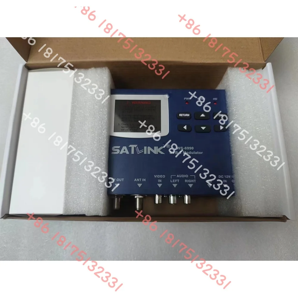 Satlink WS-6990 สี LCD Ground Finder R f Modulator AV HD to DVB-T DVB-C ISDBT Encoder Modulator