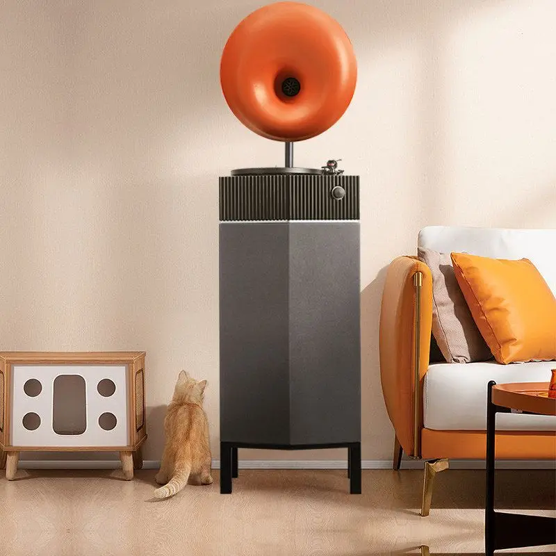 Professional-grade vinyl record player, modern light luxury style, simple moving magnetic gramophone, audio record player