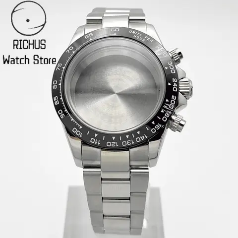 39mm VK63-boett Silverfärgad klocka, rostfritt stålarmband, passar VK63 Quartz-urverk, klocktillbehör 6 best sales kronografklocka - №1