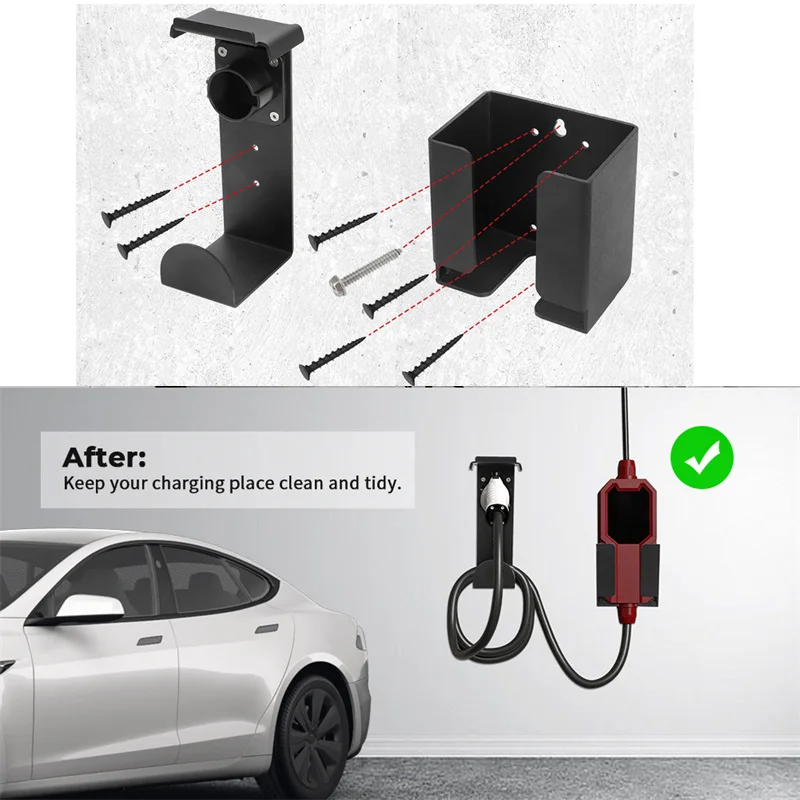 

EV Charger Holder with Charging Box Holder for SAE J1772 Connector Wall-Mount Electric Vehicle Charger Holster with Control Box