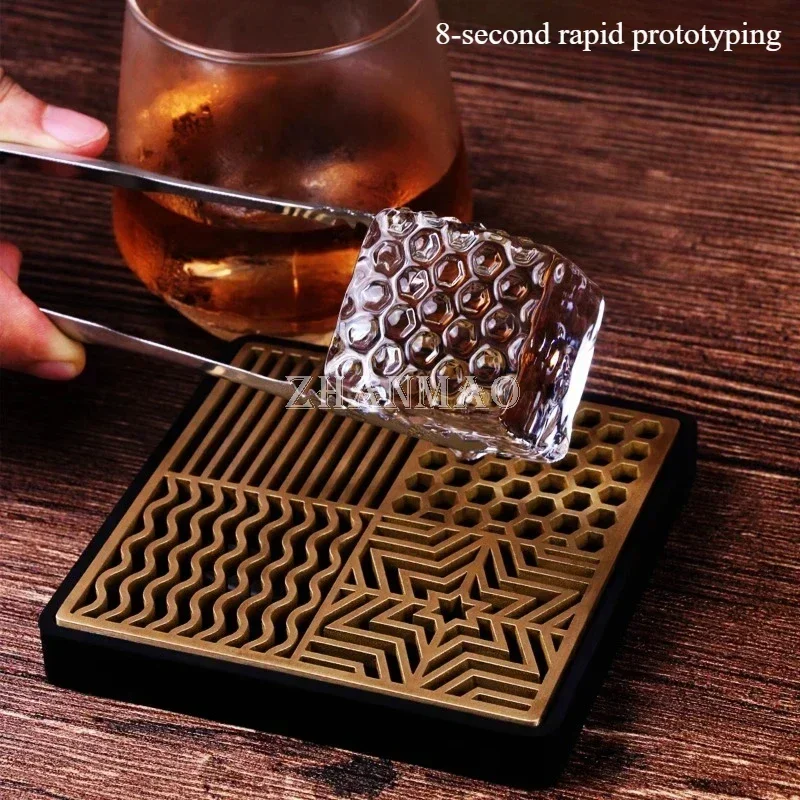 Ice Printing Mold Cocktail Whiskey Ice Texture Pattern Pure Copper Art