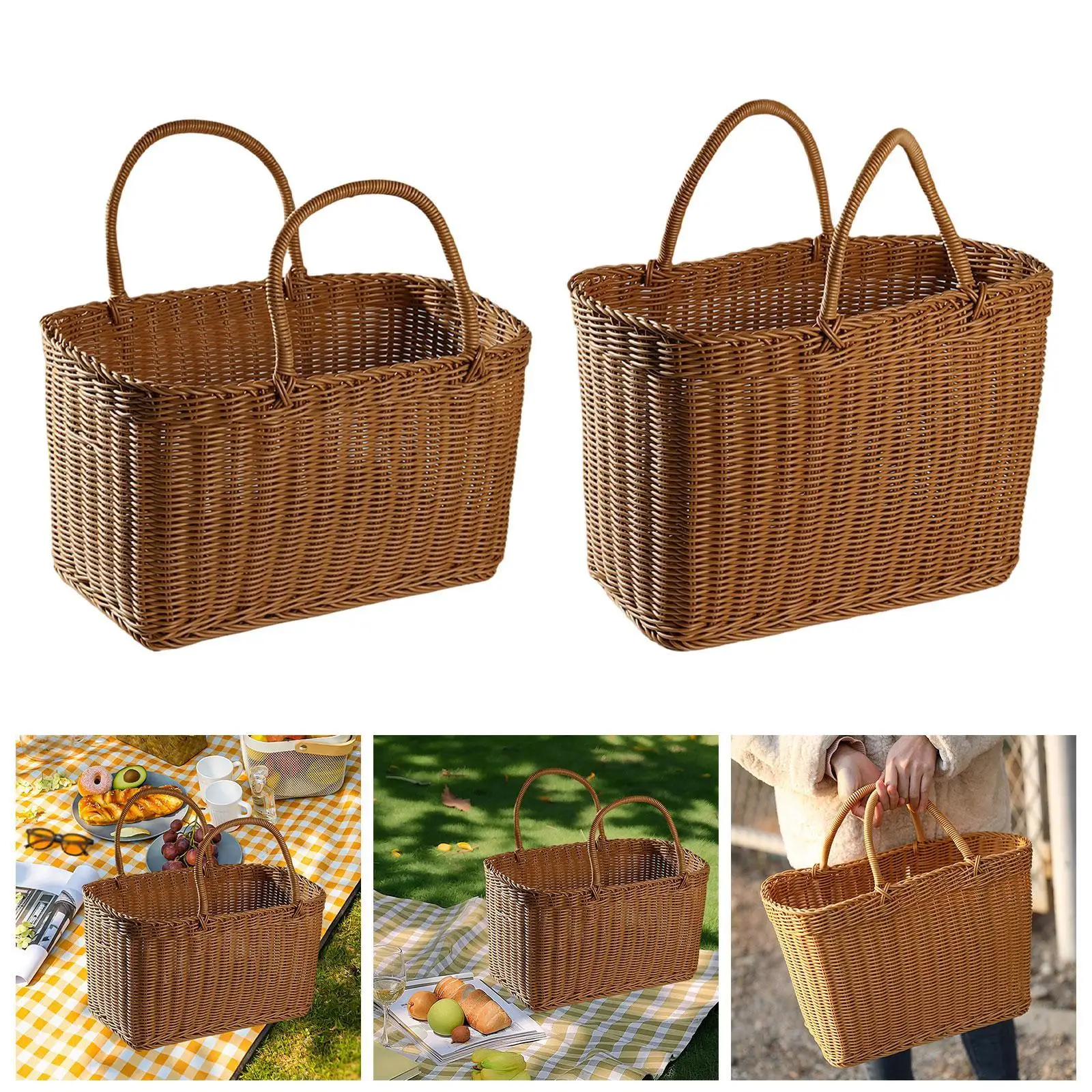 

Handwoven Basket with Handle Storage Basket for Party Banquets Weddings