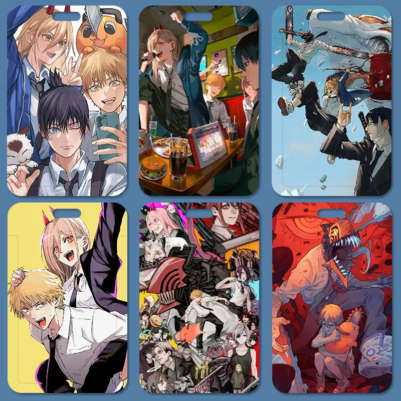 حامل بطاقة بنمط الرسوم المتحركة الوسيم من Chainsaw Man Denji، بطاقة مترو الأنمي، بطاقة الحافلة، تصريح العمل