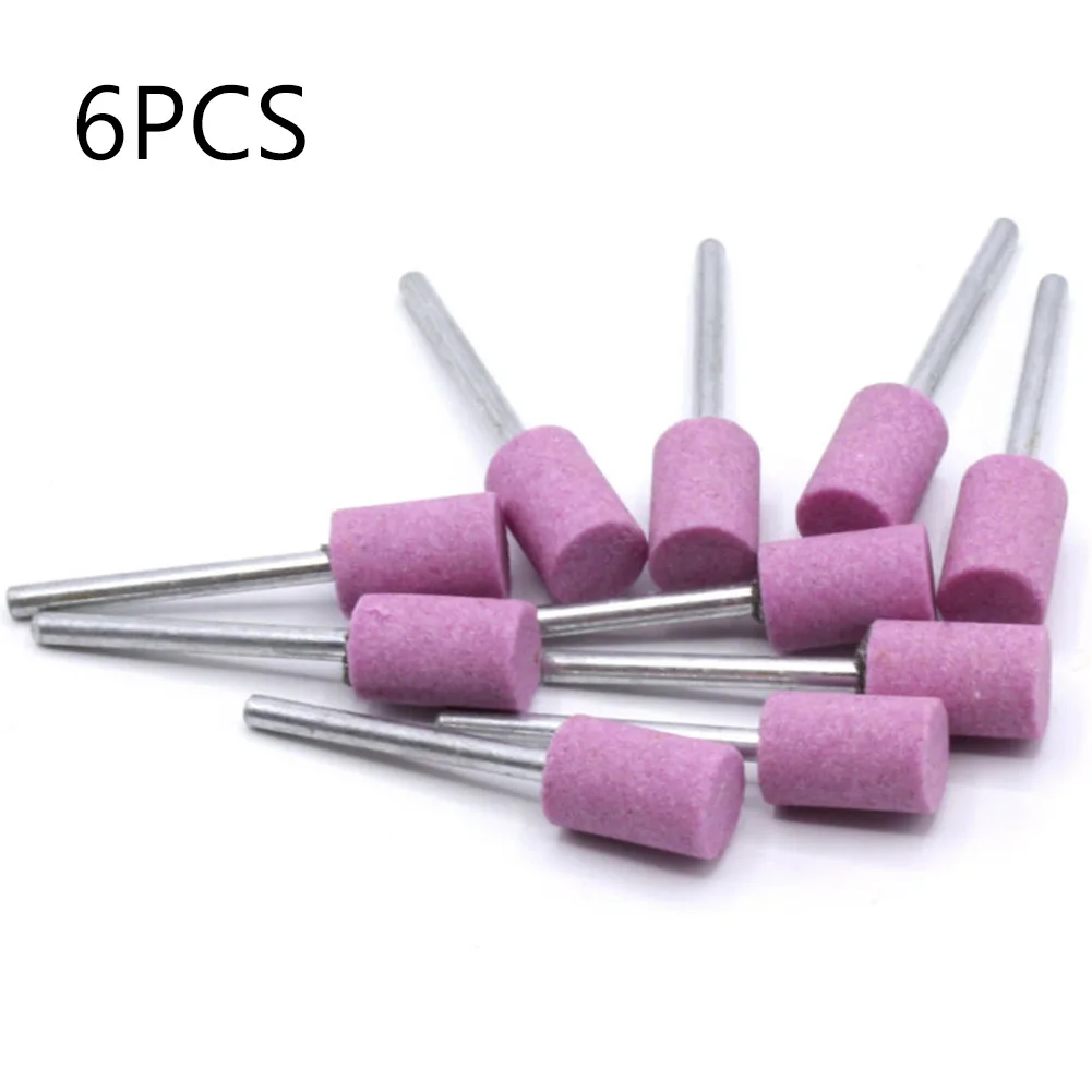 Pink Abrasive Mounted Stone Polishing 3mm Shank 6PCS Abrasive Mounted Grind Stone 10mm Grinding head New Useful