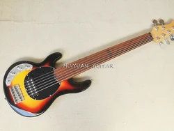 Fretless 6 Strings Left Hand Tobacco Sunburst Electric Bass with Rosewood Fretboard,Providing Customized Service