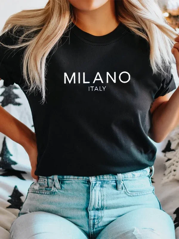 2024 New Hot Sale Fashion Succinct Female Shirt Milano Italy Simple Slogan Women T-shirt Trend Outdoor Comfort All Match Tee