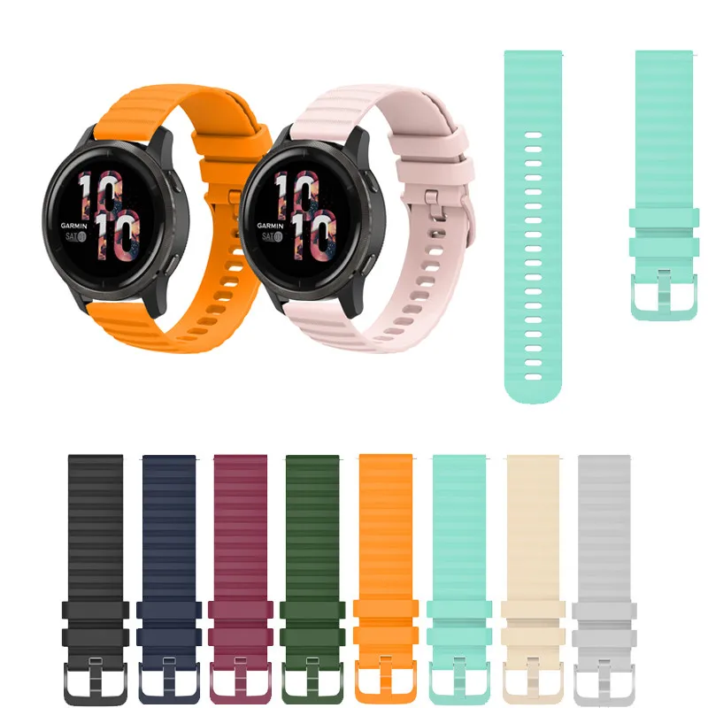 Pulseira esportiva de silicone para relógio, 18/20/22mm, para garmin forerunner 55 158 245 645 165 255 255s 265 265s