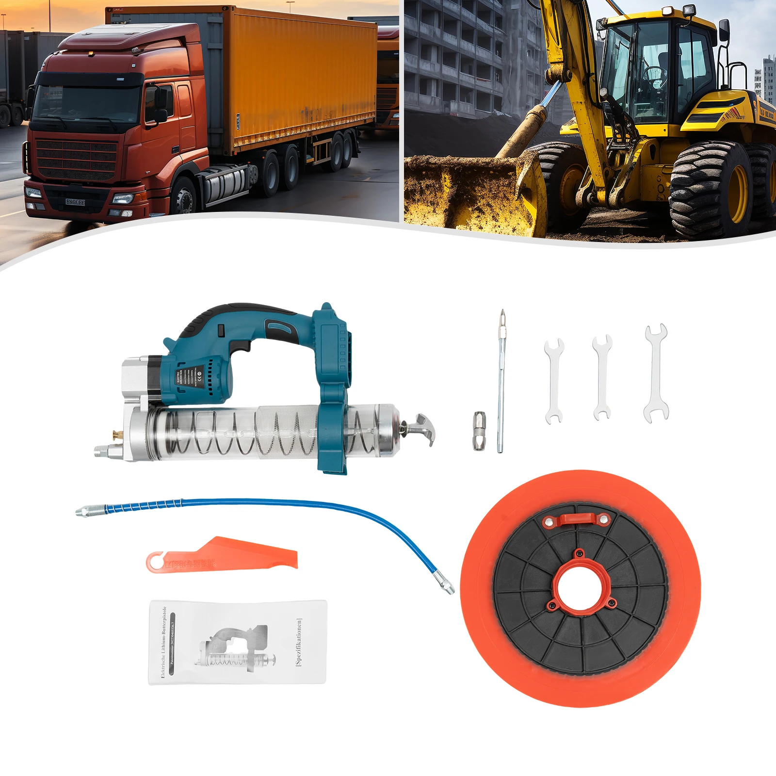 Car Battery Powered Grease Gun 560W Pure Copper Motor 6000 psi 23000r/min Speed Grease Gun for