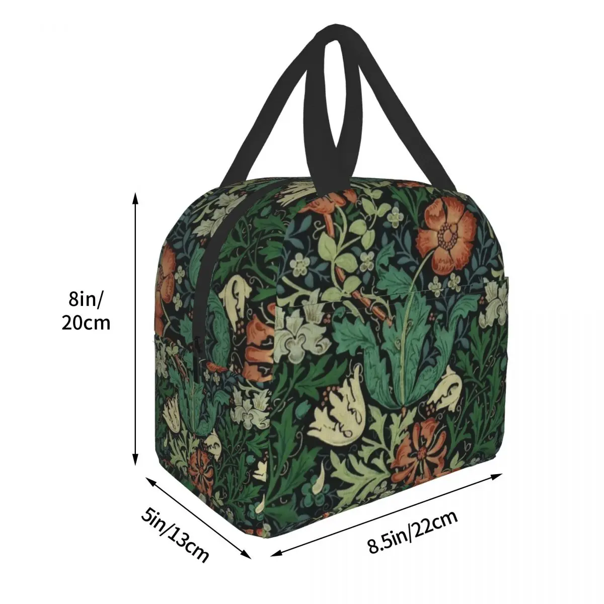 William Morris Compton Floral Pattern Lunch Box for Women Multifunction Cooler Thermal Food Insulated Lunch Bag Office Work