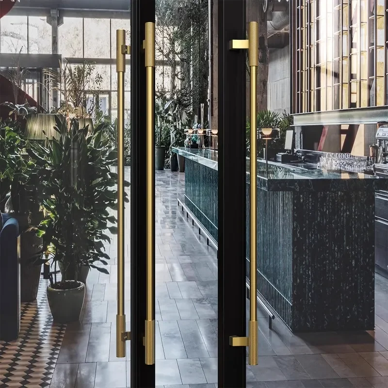 Modern Light Luxury Hammered Texture Door Handle Thickened Stainless Steel Bronze Finish for Glass and Solid Wood Interior
