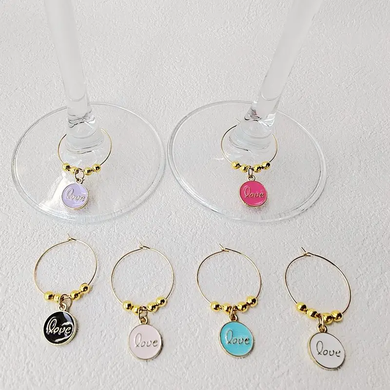 Set of 6PCS LOVE Wine Charms New Fashion Design Wine Glass Charms Rings Marker Christmas Wine Glass Marker Charms