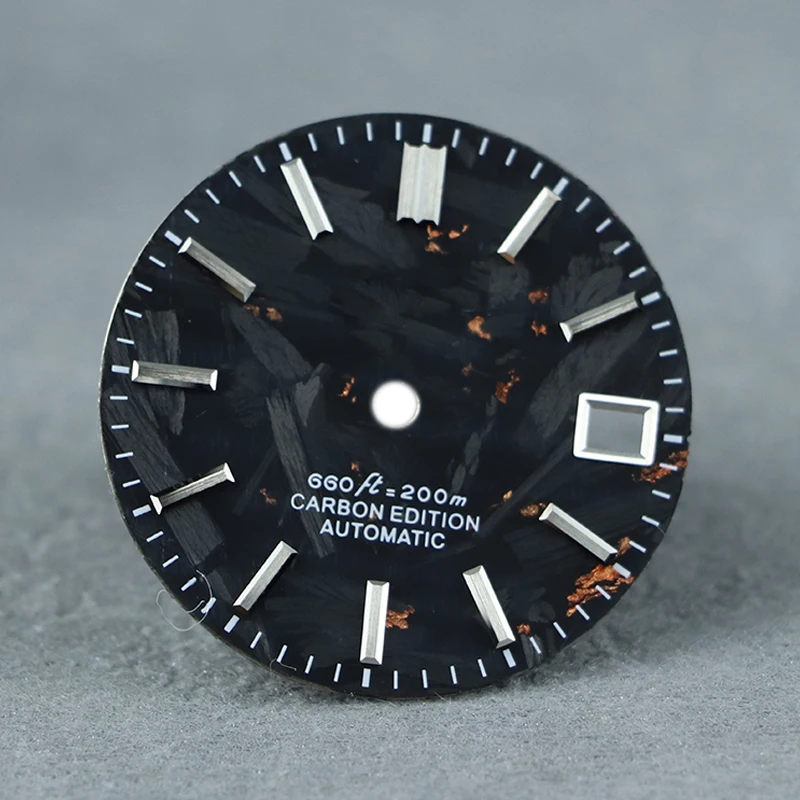 

Rose gold carbon fiber dial, 28.5 mm black dial no lume for NH35/NH36 movement No Logo