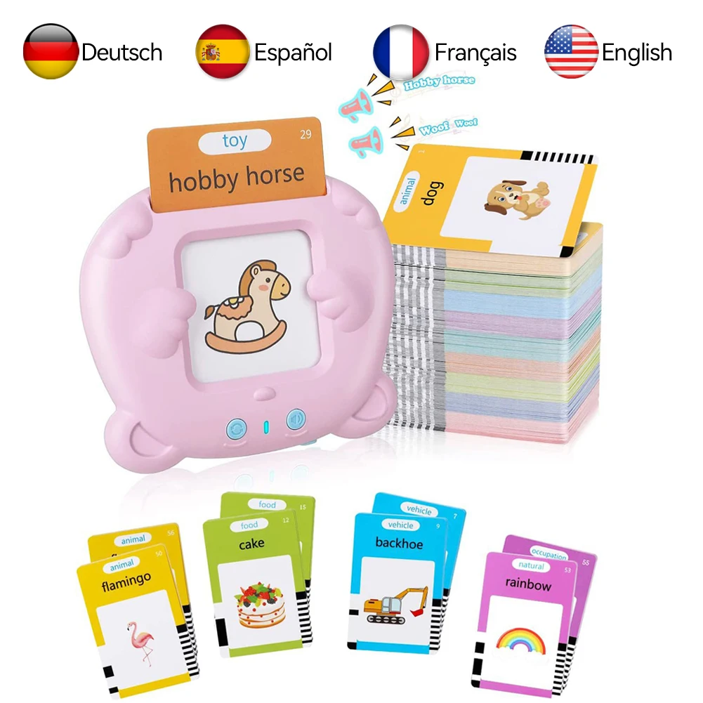 Learning Machine for Kid Talking Flash Cards Kindergarten Kids Language Electronic Audio Book Learn German Russian Spanish Thai