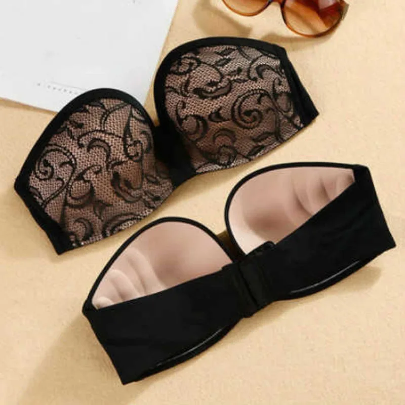 Strapless Bras Gathering Non-Slippery Chest Thin wireless Ladies Push Up Bra Women Underwear Lingerie