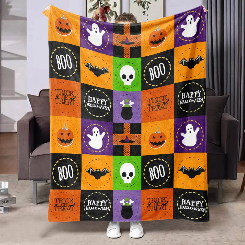 Halloween Flannel Nap Blanket Comfortable and Soft Digital Printed Casual Air-Conditioned Blankets Universal Decorative Blankets