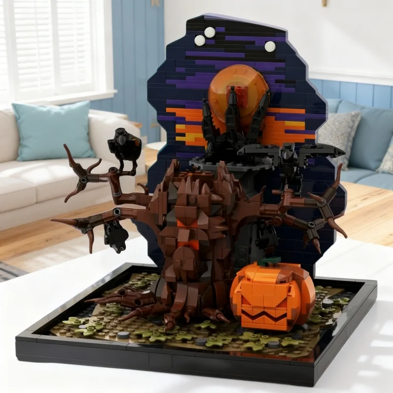 

Набор строительных блоков MOC «Тыква-дерево» на Хэллоуин, 914 деталей, сезонная модель, развивающая игрушка, креативный подарок на Рождество, DIY