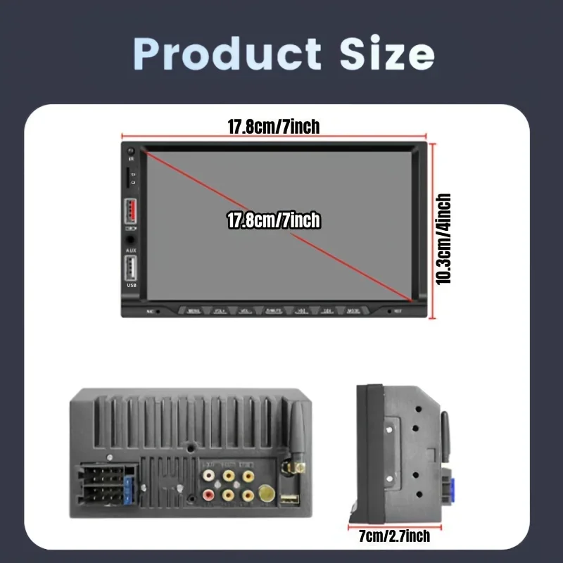 7-Inch HD Touchscreen Car MP5 Player - Dual DIN Stereo with Backup Camera, FM Radio, Dual USB/TF Card Playback, Mirror Link