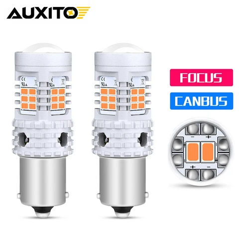 AUXITO 2 шт. S25 1156 BA15S P21W Canbus LED BAU15S 7507 PY21W T20 7440 W21W WY21W светодиодные лампы желтого цвета для указателей поворота автомобиля.