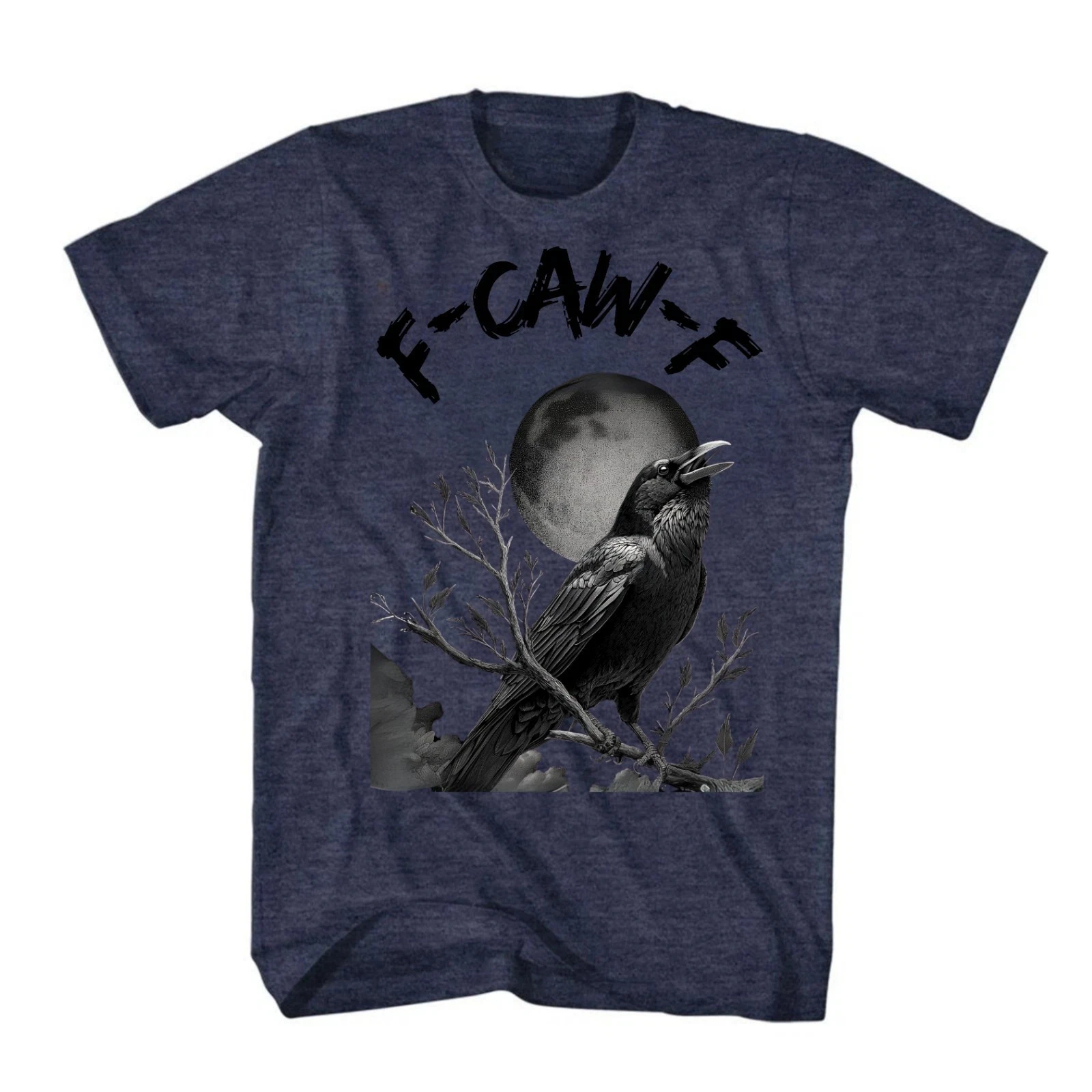 Black Crow F-Caw-F Shirt Blackbird Novelty T-shirt, Fcawf Fun Moon Comfortable and Breathable Soft Fashionable Men's Clothing